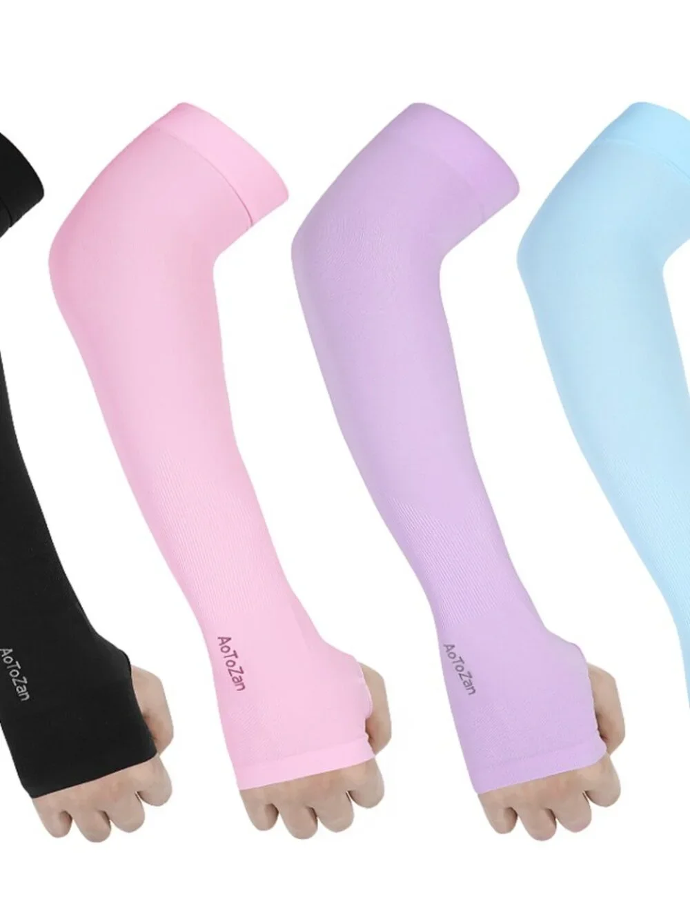 6 Pairs UPF50+ Arm Sleeves with Thumb Hole for Women Men UV Sun Protection